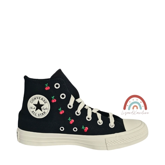 New! Converse Chuck Taylor All Star High Top Sneakers with Cherry Embroidery - Picture 8 of 16